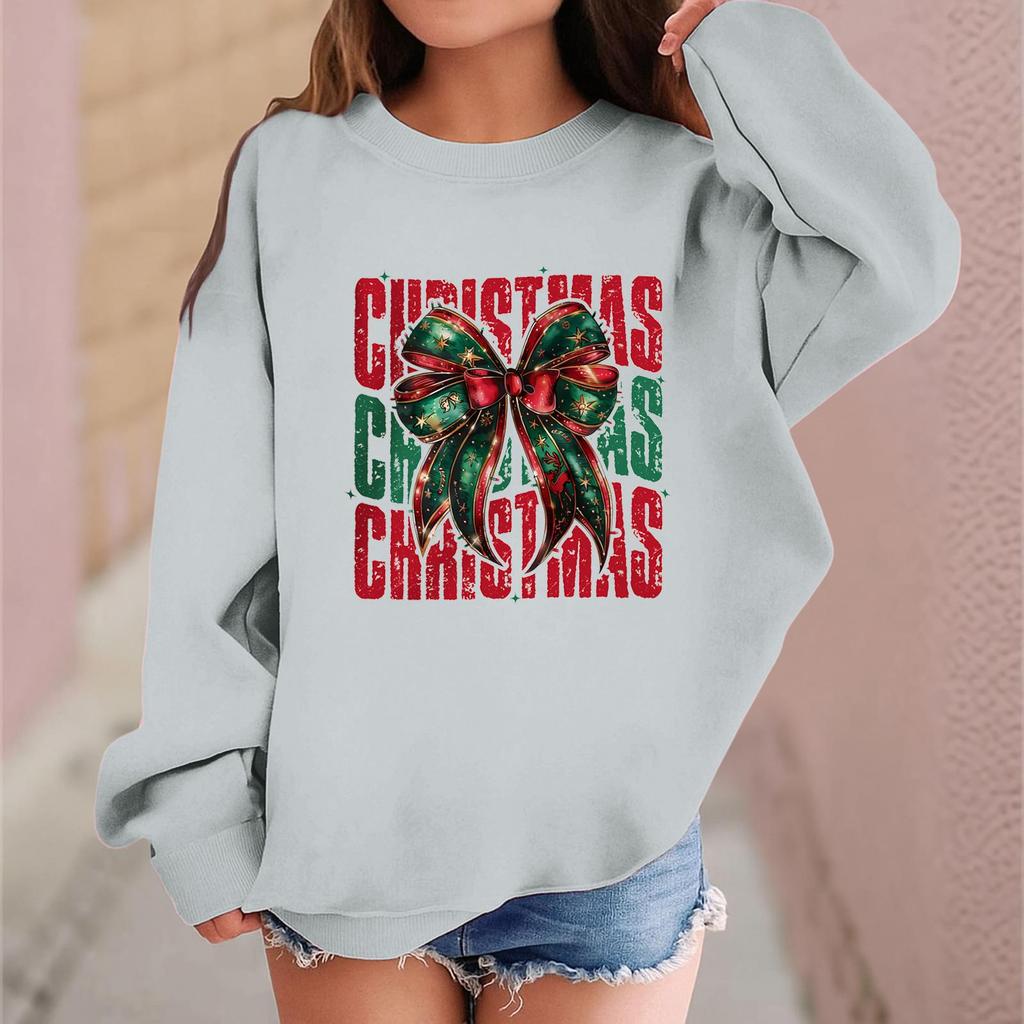 Children's Fashionable Casual Long-sleeved Loose Christmas Print Pullover Sweatshirt