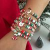 SHIXIN 6Pcs/Set Cute Santa Claus Christmas Tree Socks Elk Charm Bracelet Women Polymer Clay Beaded Bracelets New Year Jewelry