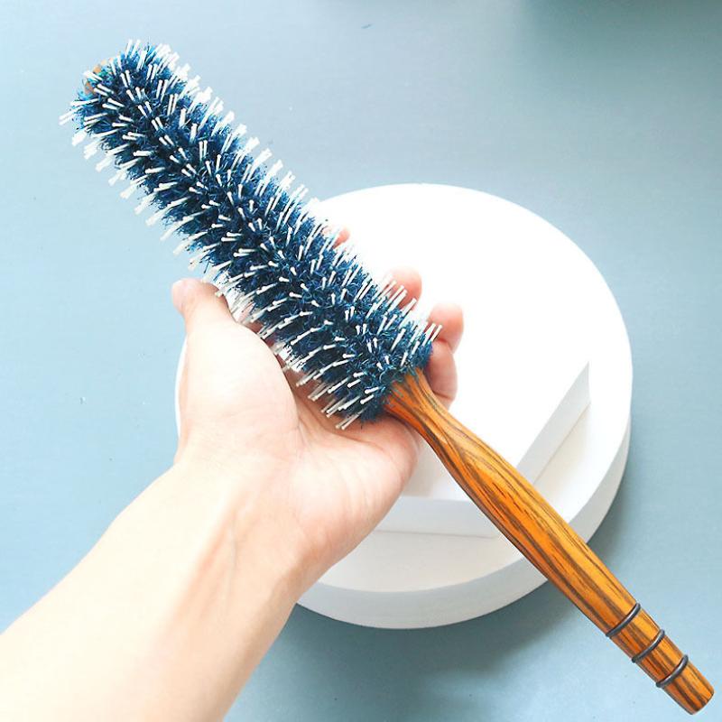 Anti Static Wood Natural Boar Bristle Hair Round Brush Hairdresser Styling Tool Teasing Brush For Hair Curly Comb Barber Salon