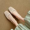 Krazing Pot Microfiber Weaving Summer Size 41 Med Heels Slingback Party Shoes Women Square Toe Gladiator Hollow Out Pumps