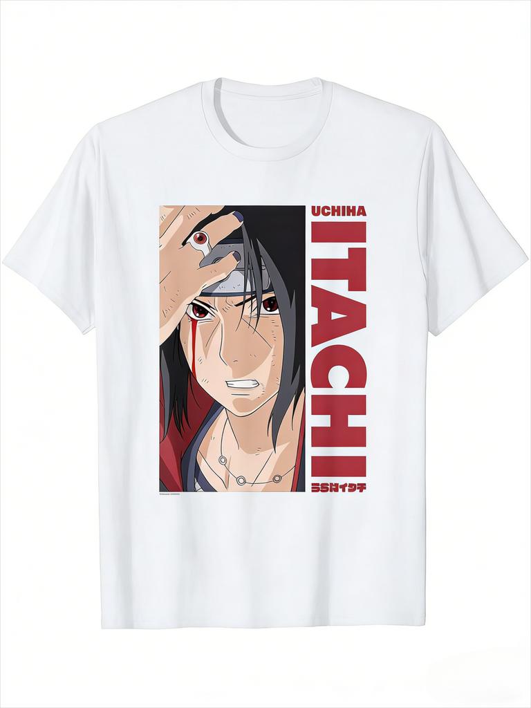 Naruto Tshirt Mens Summer Pure Cotton Uchiha Itachi Pattern Printed Short Sleeve Large Fashion Street Wear Tshirt