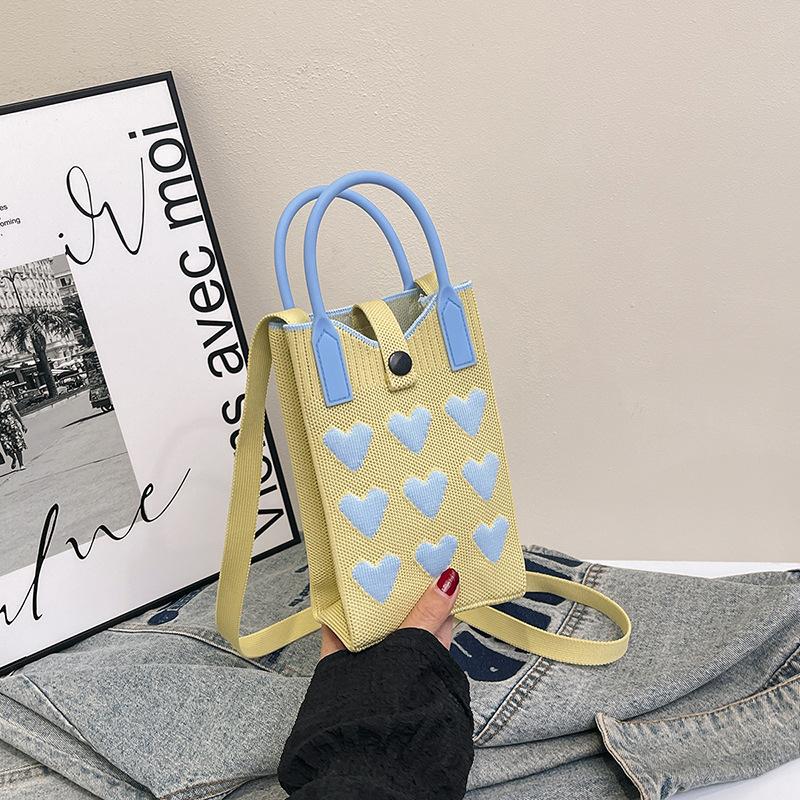 High-end Ins Knitted Mobile Phone Bag Love Series Versatile and Personalized Women's Handbag Dopamine Crossbody