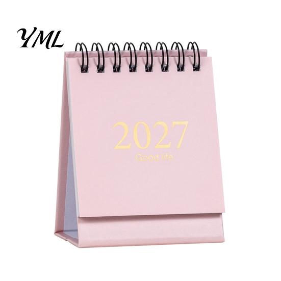 Desktop Organizer with Stickers 2027-2028 Mini Standing Flip Desk Calendar, 18 Month Planner from Jan. Academic Year 2027 to Jun. 2028, Pocket