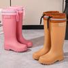 Rain shoes women's fashion adult high rain boots thermal shoes wear-resistant, non-slip and anti-rubber shoes rain boots rainforest hiking