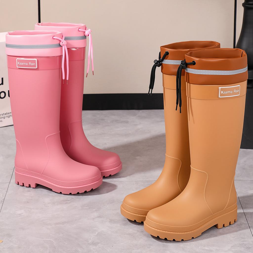 Rain shoes women's fashion adult high rain boots thermal shoes wear-resistant, non-slip and anti-rubber shoes rain boots rainforest hiking