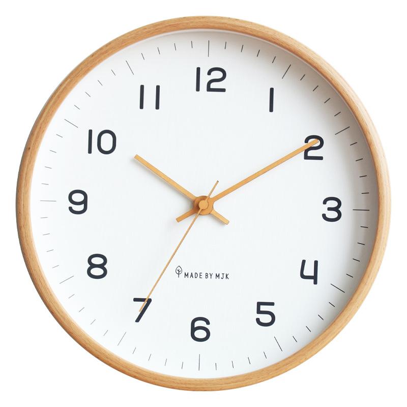 12inch Modern Japanese Style Wooden Wall Clock for Living Room Dining Room Bedroom Silent Quartz Clock 2026 Home Decor