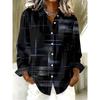 Simple Line Print Women Blouse Spring Autumn Femme Office Lady Button Up Turn Down Collar Shirts