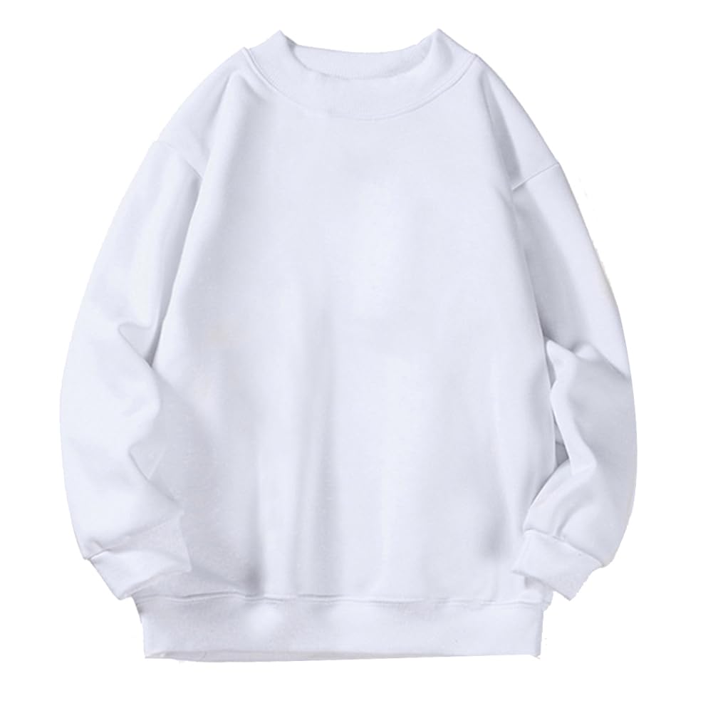 

YNICEY для мальчиков и однотонная белая футболка с длинным рукавом на флисовой подкладке для детей, цвет, горловина, унисекс, домашняя одежда, 150, белый