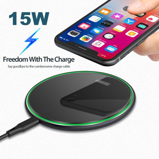 Ultra-thin Round 15W Charging Pad Phone Qi Wireless Charger for Samsung Galaxy