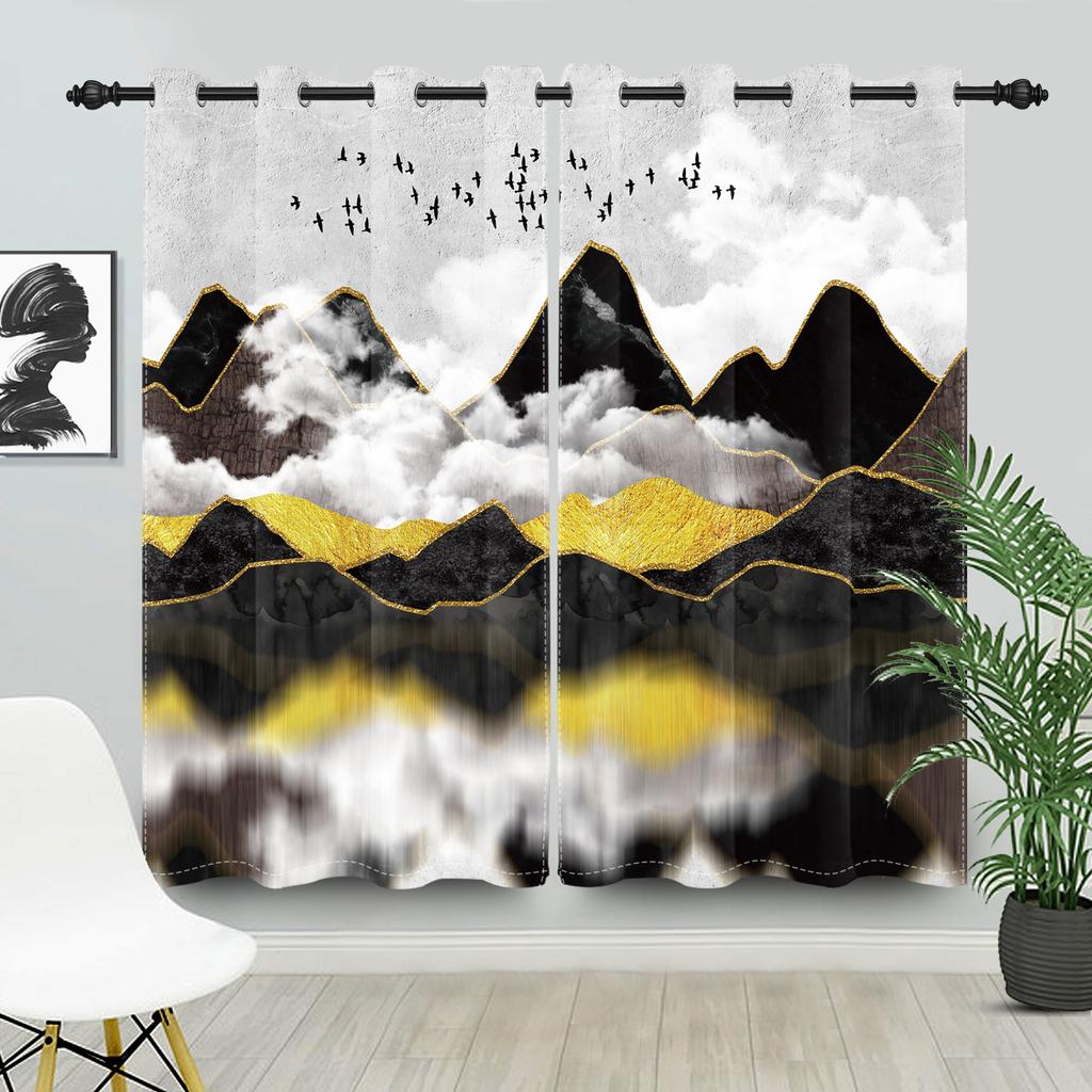 Abstract Landscape Pattern Curtains Style Living Room Bedroom Modern Home Decor Window Drapes Boho Blackout Made Of Polyester Treatment