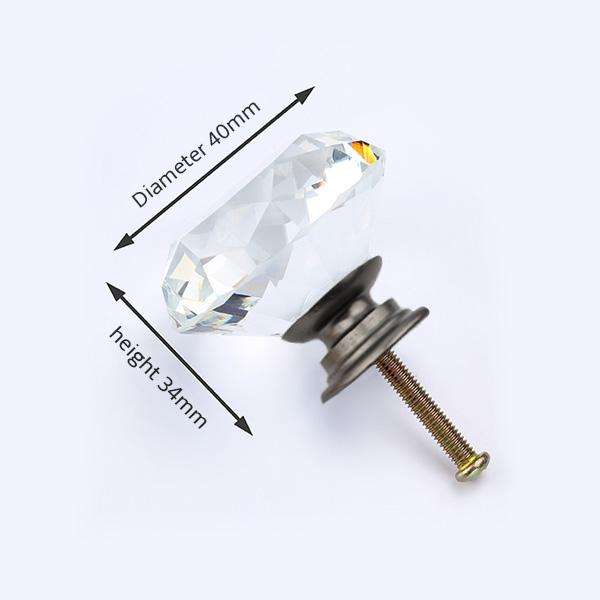 NAIERDI 20mm 30mm Diamond Crystal Glass Knobs Cupboard Pulls Drawer Knobs Kitchen Cabinet Handles Modern Style Furniture Pulls