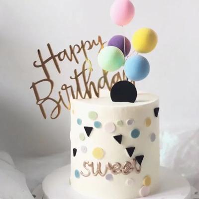 Colorful Clay Cake Topper Hat, 8Pcs Ball Bundle, Creative Cupcake Card Flag, Birthday Party Baby Shower Dessert Decoration