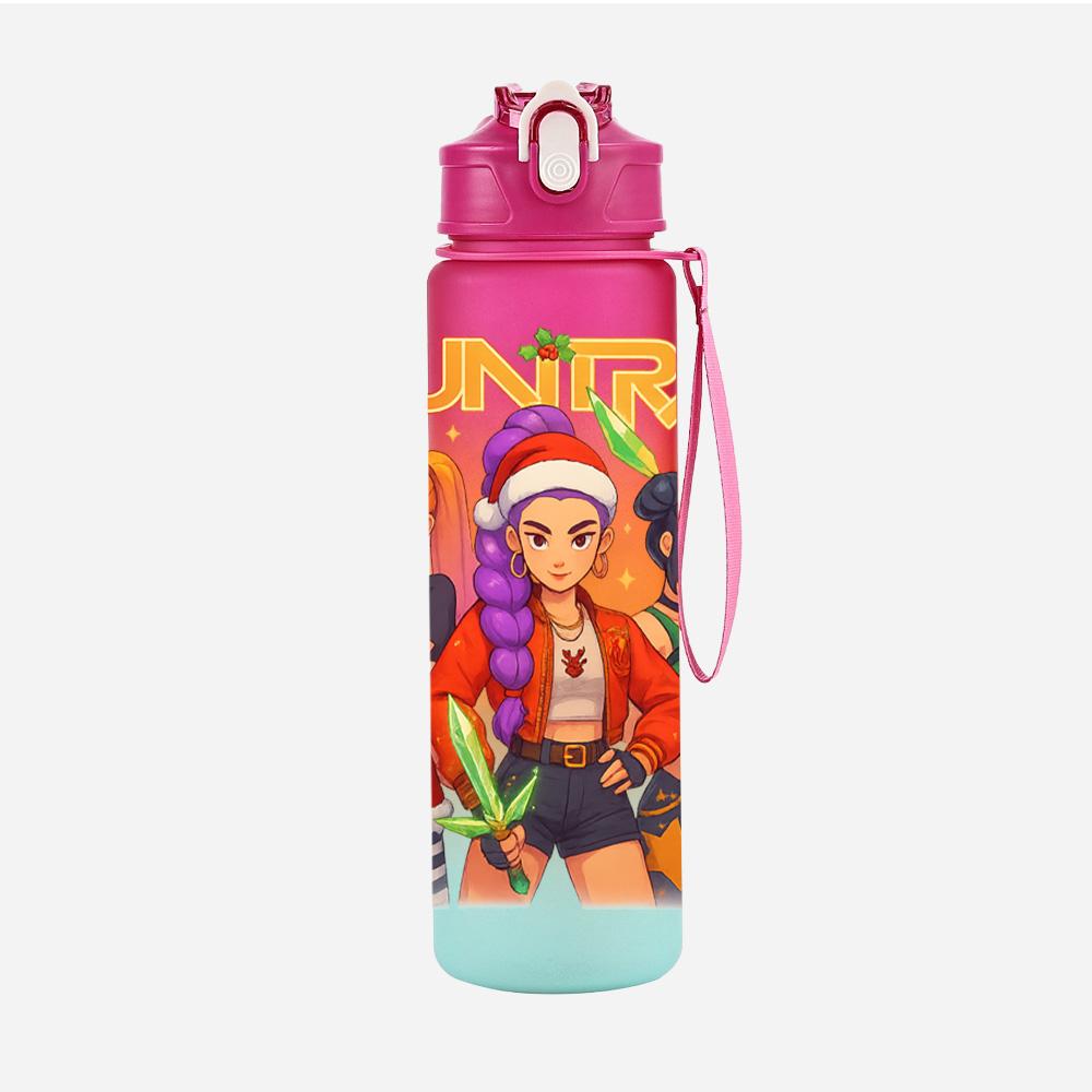 Cartoon Weihnachten K-Pop Dämonenjäger Bedruckte 750 ml Wasserflasche Große Kapazität Trinkbecher Tragbar Outdoor Sport Wasserbecher Kinder Kind Geschenk