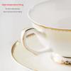 Breeze Minimalist Floral Gold Border Bone Porcelain Coffee Cup and Plate European Afternoon Tea Cup
