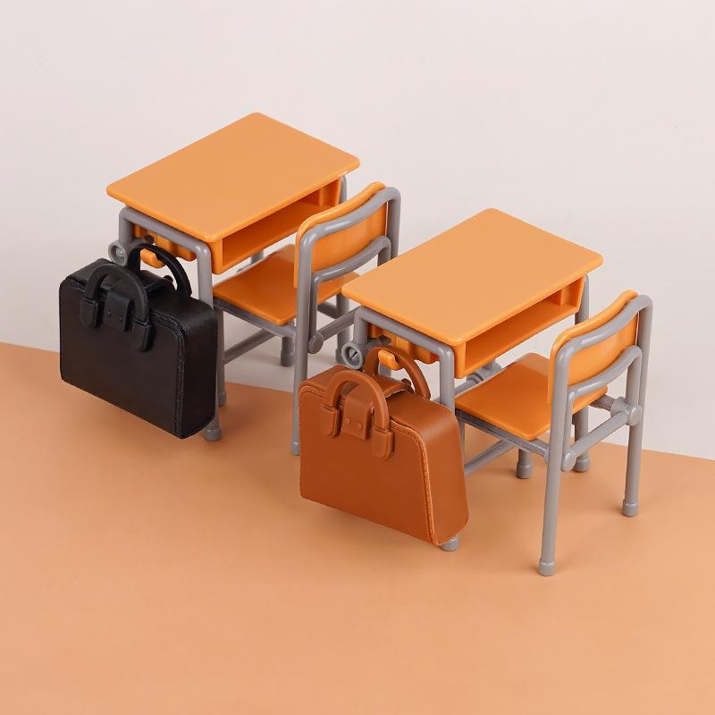 Good-Looking Mini Desks, Classroom Schoolbags, Model Doll Houses, Miniature Desks And Chairs Diy Ornaments, Children'S Play House Toys