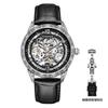 Beliebte gravierte Leder leuchtende mechanische Herren-Automatik-Mechanikuhr Business-Uhr Mode High-End-Uhr