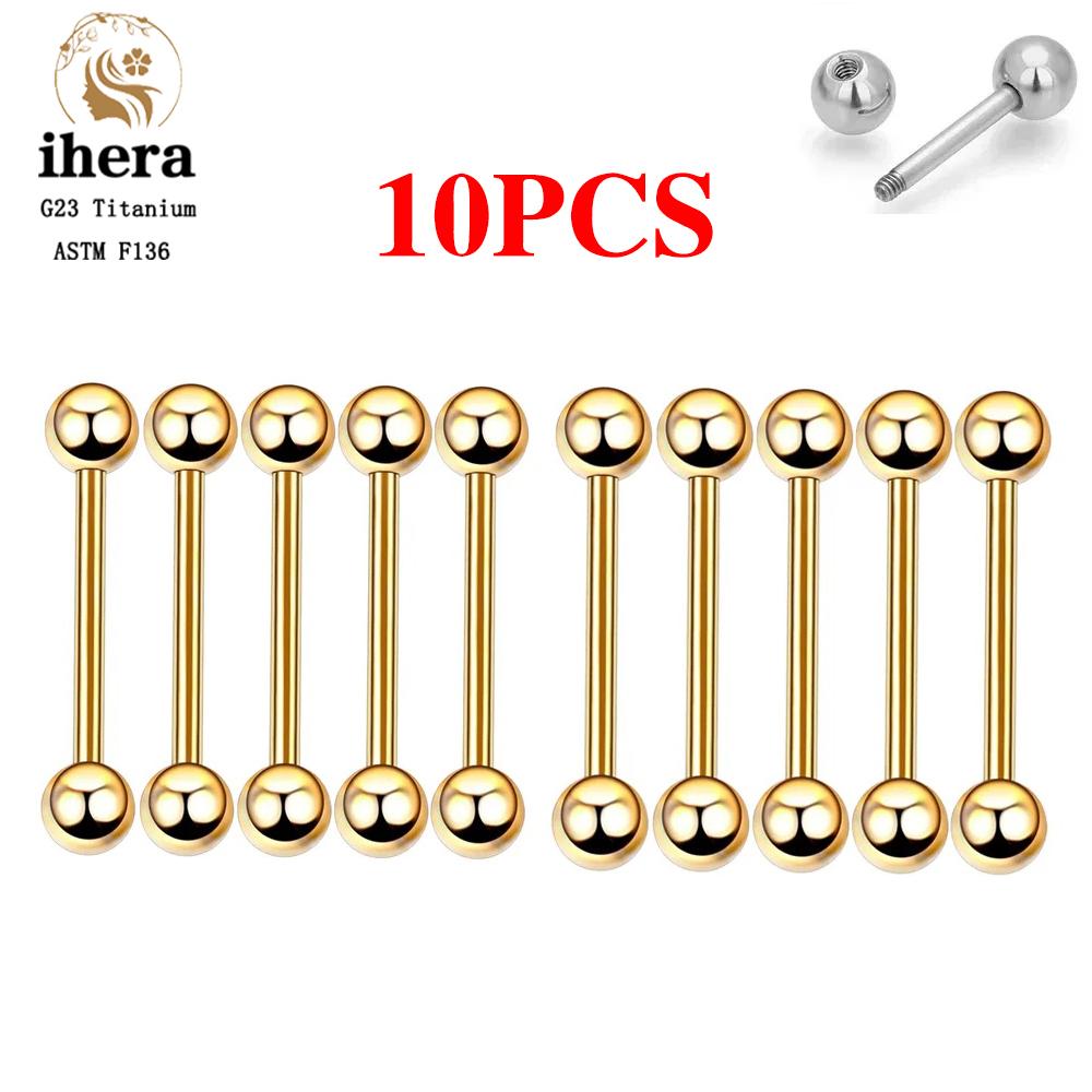5/10PCS G23 Titanium Piercing Long Industrial Barbell Ring Tongue Nipple Bar 14G 16G Internal Thread Ear Cartilage Body Jewelry