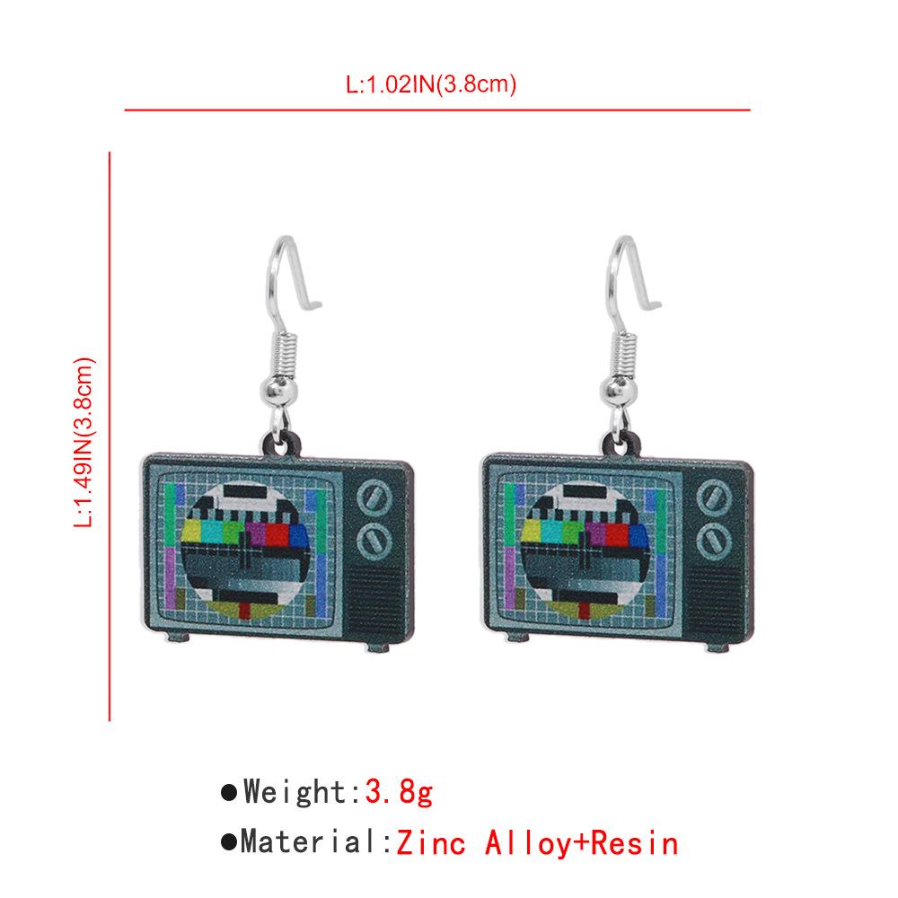 Vintage akrylowe kolczyki telewizyjne z kreatywnym, spersonalizowanym projektem