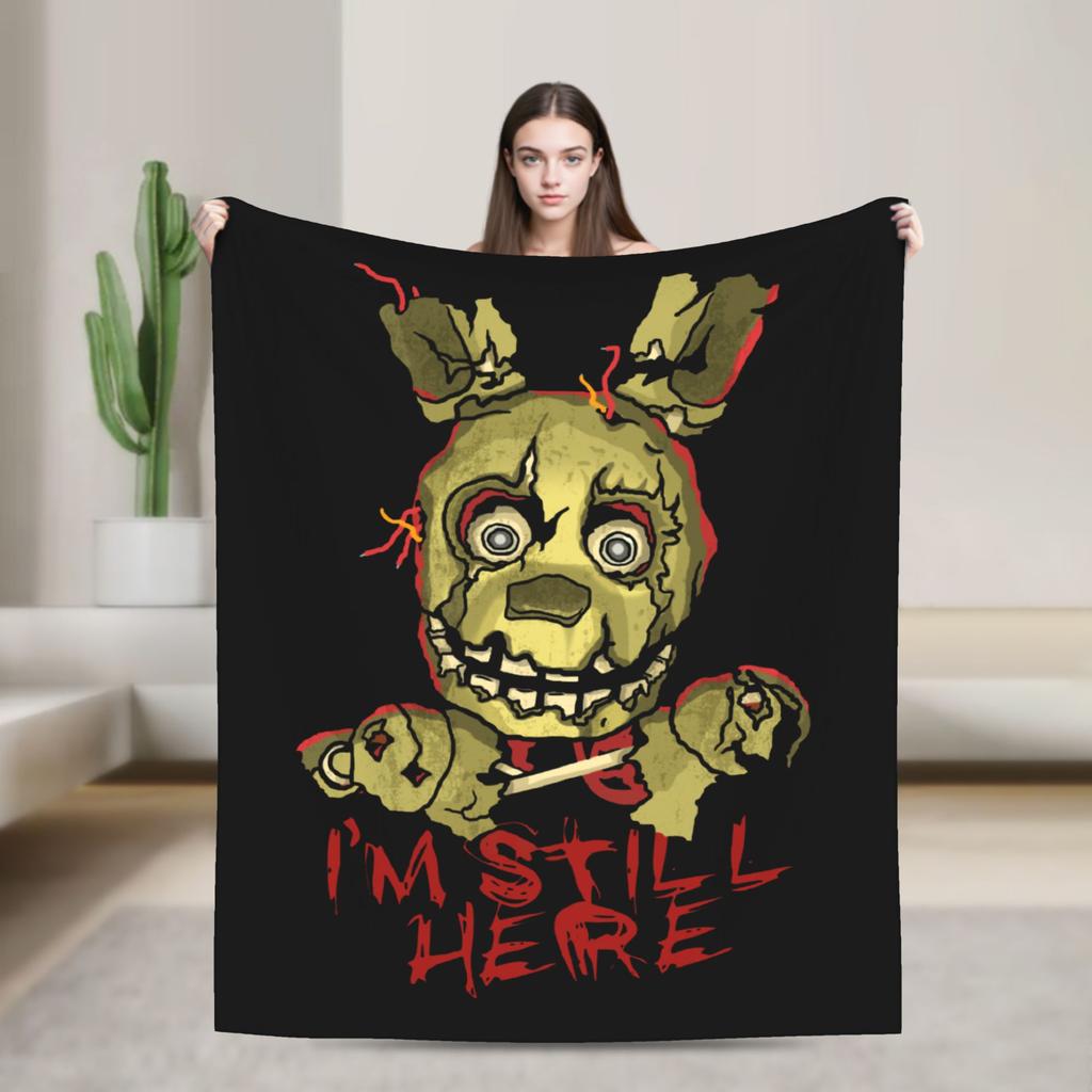 At Freddys Springtrap Blankets Fleece Winter FNAF Game Breathable Warm Throw Blankets for Home Bedroom Bedspread