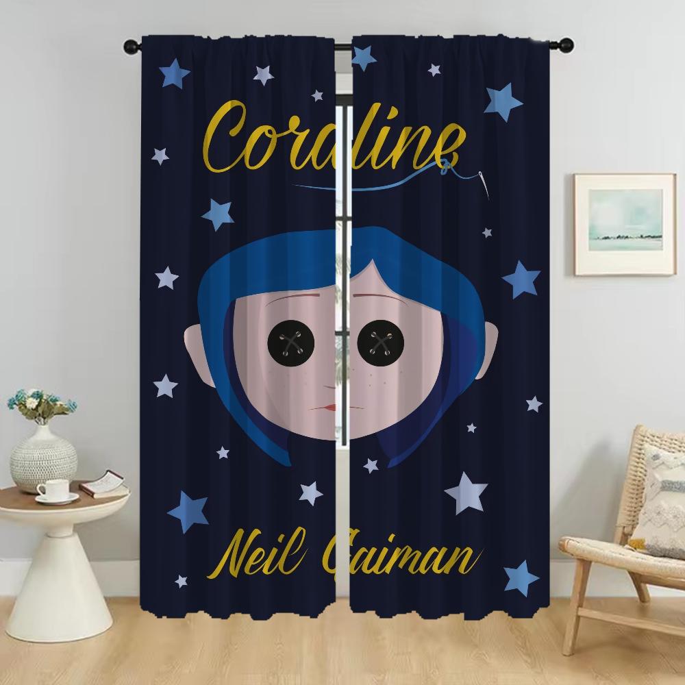 Anti-mosquito Curtains for Camera Coralines Window Curtain for Room 2 Panel Halloween Decoration Home Interior Curtains Shades