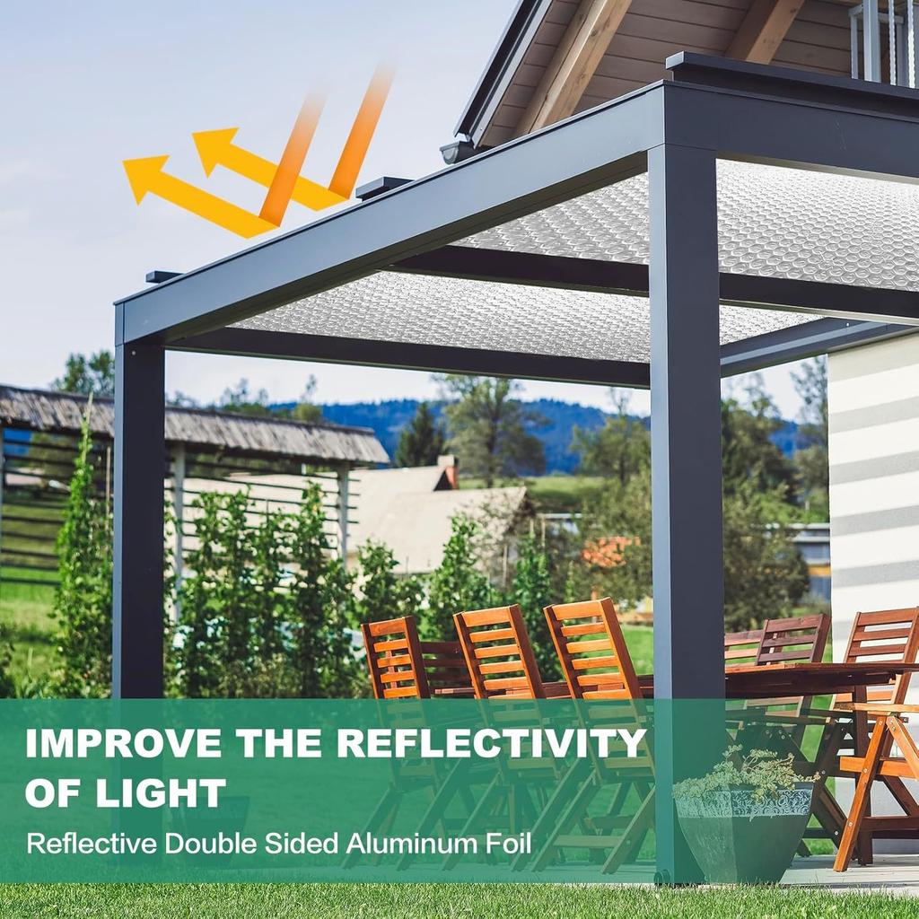 YoleShy Double Reflective Insulation 48 In X 10 FT RV Window Insulation for Summer Heat Reflective Window Film for Roof, Car, Garage Doors