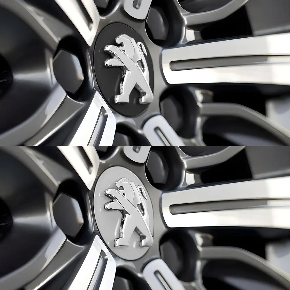 For Peugeot 208 3008 107 308 2008 207 508 607 301 106 406 407 60mm Car Wheel Hub Caps Auto Emblem Tire Center Cover Badge Decor