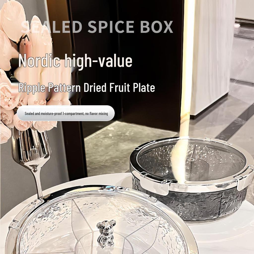 Elegant Sealed Nut and Dried Fruit Snack Tray for Coffee Tables