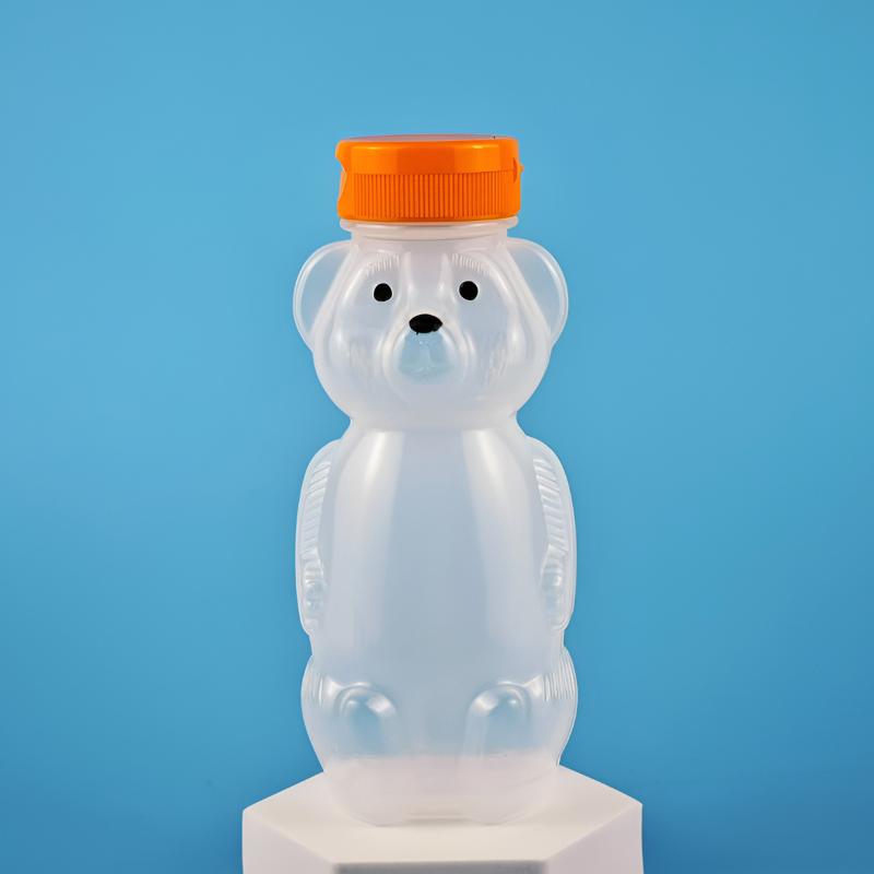 Cute Bear Shaped Bottle Plastic Drink Container Cartoon Honey Bear Straw Cup with Flexible Straws for Milk Juice Honey Storage