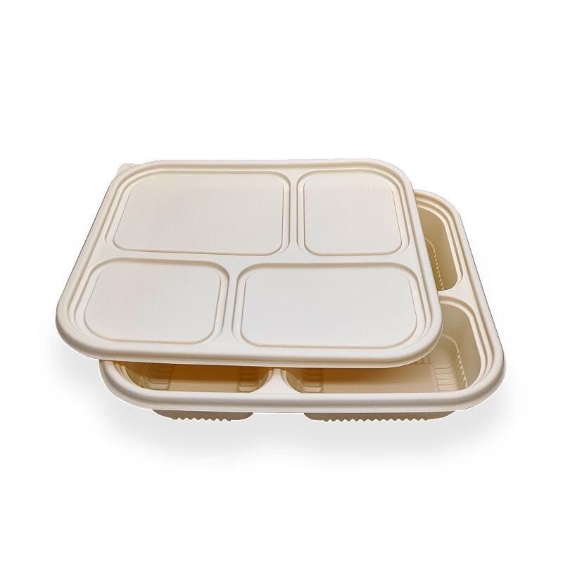 Dalv NWEH-31 Disposable 4-Compartment Eco-Friendly Food Containers with Lids
