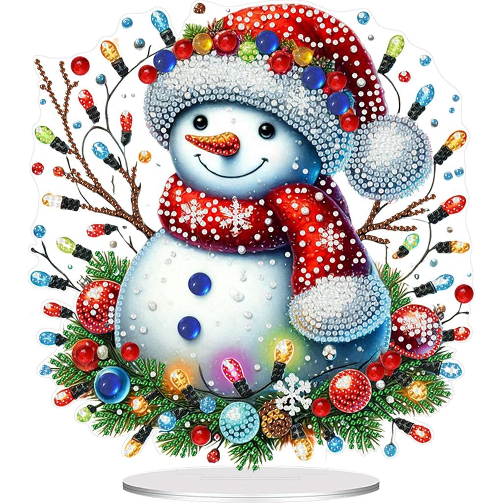 2D Flat Print Xmas DIY Special Shape Table Top Diamond Painting Ornament Kits Desktop Diamond Art Kits Bedroom Table Decoration