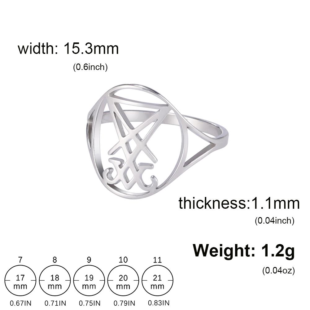 Dawapara Leviathan Cross Ring Stainless Steel Church Seal of Lucifer Alchemical Symbol Gothic Jewelry