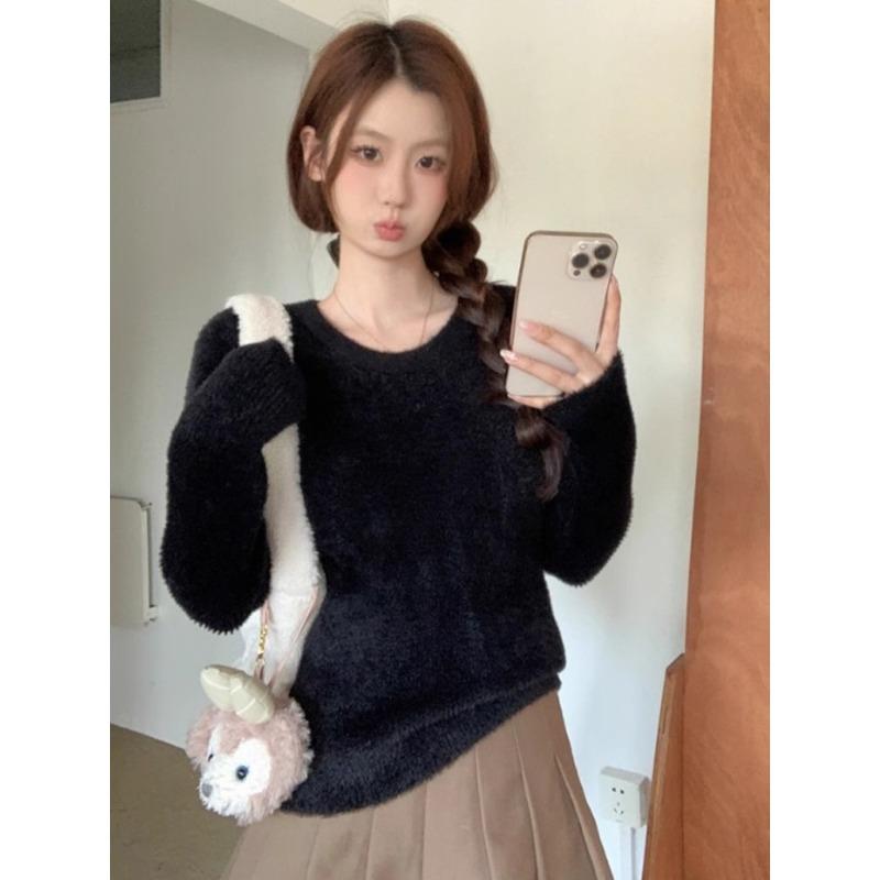 Slim-fitting and thin turtleneck fleece thickened sweater women's integrated fleece semi-inner and outer wear knitted sweater top
