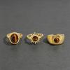European and American retro tiger's eye stone open ring set, women's gold light luxury stacked index finger ring, niche design ring