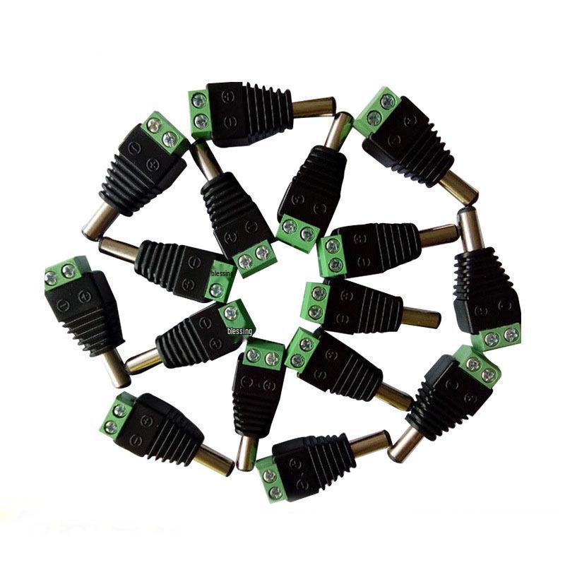5.5x2.1mm Solderless DC Power Connector Kit: Female Plug & Male to Green Terminal for 12V Surveillance Camera