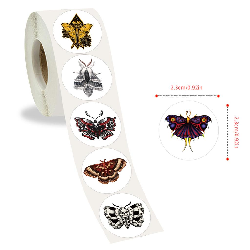 500 Stickers/roll Cartoon Moth Roll Stickers Children Student Reward Encourage Stickers Creative Decorative Sealing Color Stickers