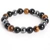 Bracelet - LIK422 - Tiger's Eye - Hematite - Black Obsidian - 10 Mm