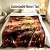 Coperta Personalizzata Tema Monster Truck Nome e Testo Personalizzati Morbida Calda Coperta da Divano Decorazione per la Casa