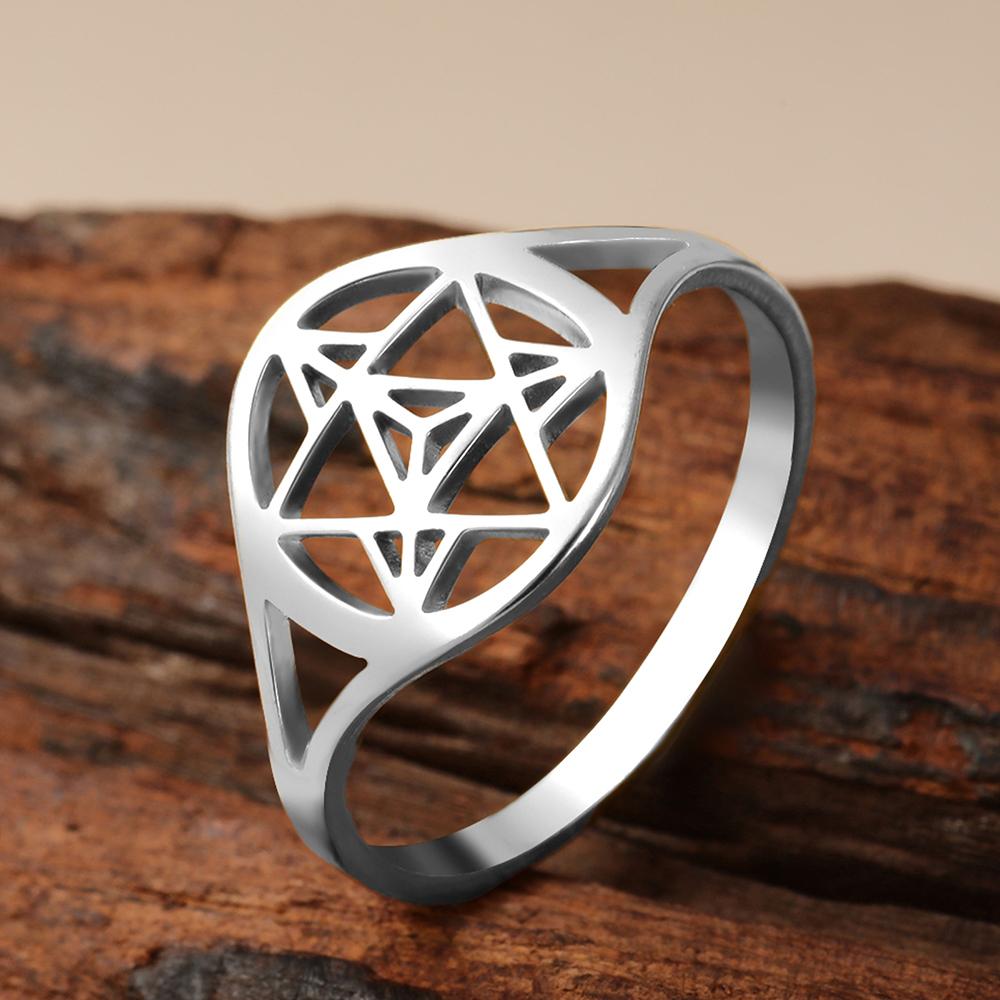 Dawapara Merkaba Star Ring Sacred Geometry Wedding Band Mystical Symbol Protection Amulet Stainless Steel Spiritual Jewelry 7
