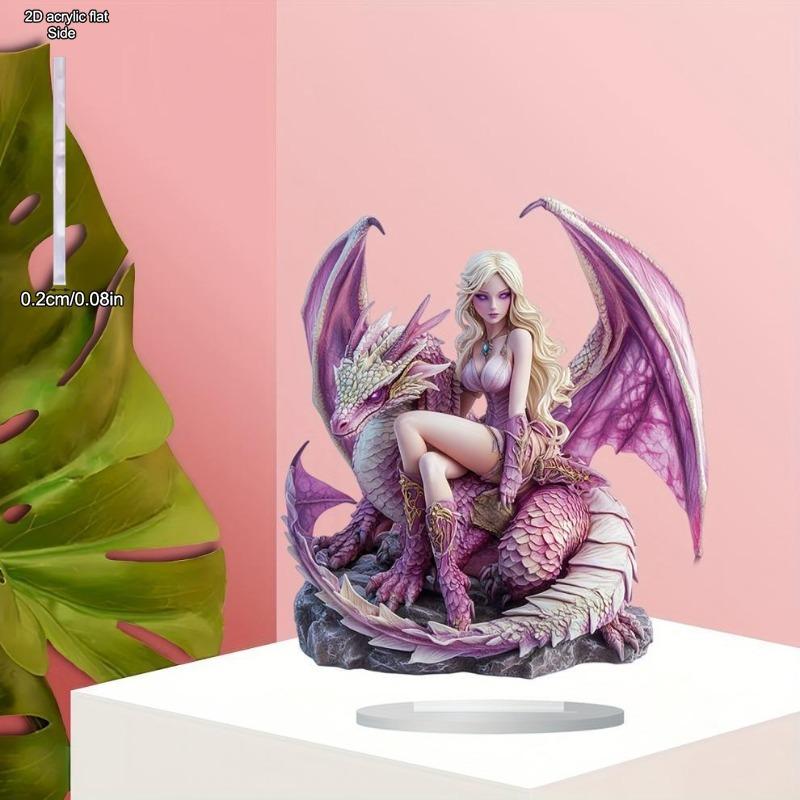 Bohemian Purple Dragon Fairy Acrylic Figurine for Home Bedroom Cafe Table Ornament, Gift for Teens & Women, Christmas Decor, Nurseries
