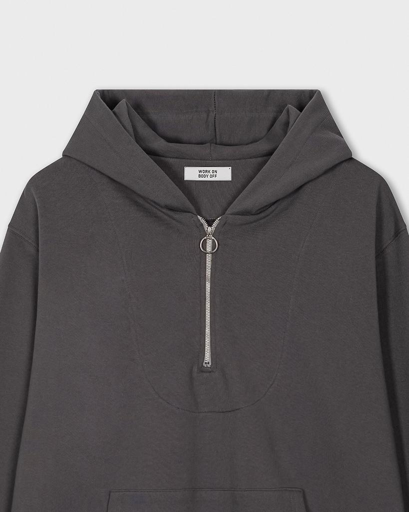 Solid Half-Zip Hoodie [Dark Gray]