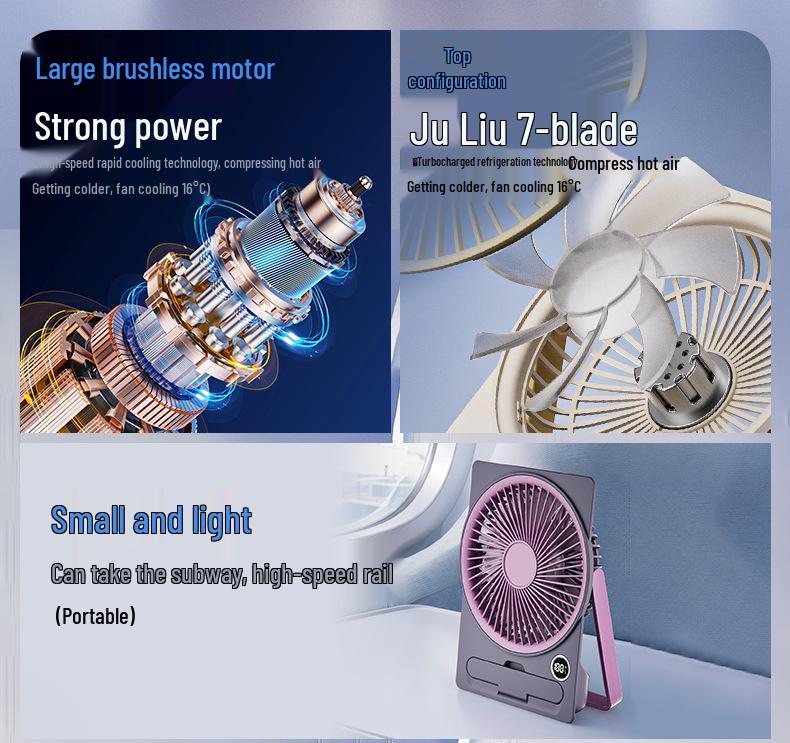 Rechargeable Desktop Fan with Three-Speed Adjustment