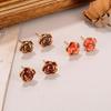 New Year's Rose Stud Earrings New Niche Flower Earrings Autumn and Winter Three-dimensional Maillard Style Retro Versatile Earrings Women