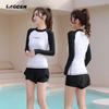 Womens Rash Guard Set Long Sleeve Short Pants UV Protection Quick Dry Surfing Snorkeling Dive Suit
