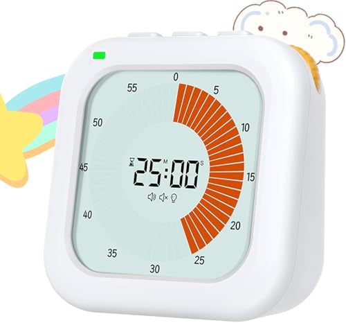 

EooCoo Visual Timer for Studying and Learning, 60-Minute Forward/Backward Measurement, 3 Modes (LED Flashing, Bell, and Silent), Study Supplies, Stude