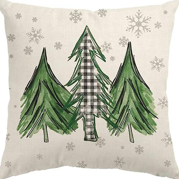 Merry Christmas Decor Cushion Cover x cm Pillow CaseCartoon Reindeer Santa Claus Printed Throw Pillowcase Linen Pillow Cover