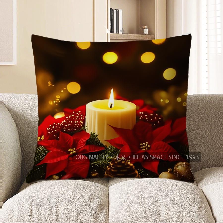 Home Decor Christmas Wreath Floral Pillow for Home Decor Pattern Cushion Cover Suitable for Sofa Bedroom Car Pillow Cover