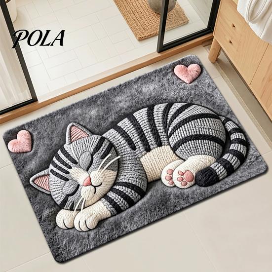 Cute Animal Pattern Bath Mat Mat, Quick Dry Super Absorbent Bathroom Rug, Non-slip for Wood Floors Diatomaceous Earth Rug Home Entrance Kitchen Decor