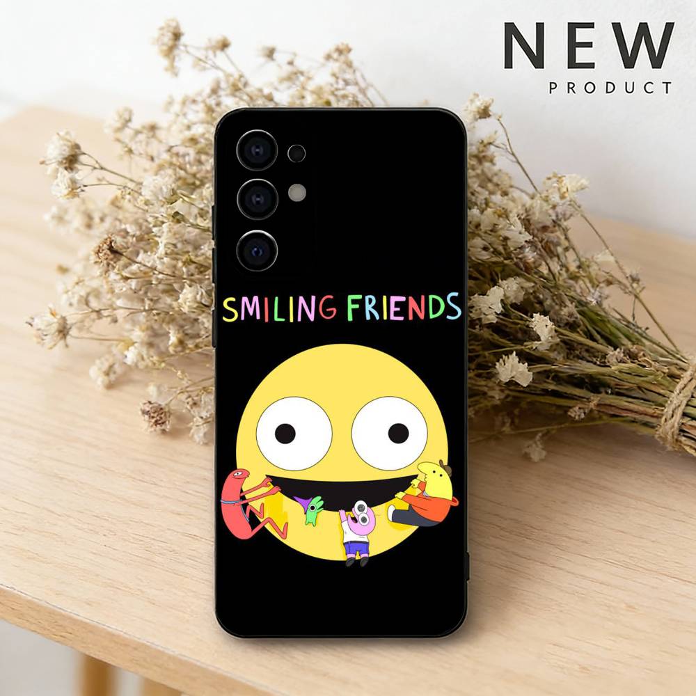 Cartoon S-Smiling friends phone Case For Samsung S26,25,24,21,22,23,30,20,Ultra,Plus,Fe,Lite Black Soft Cover