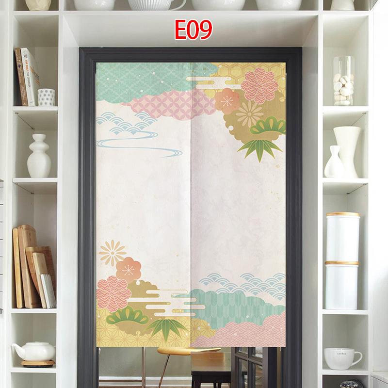 Cortina de Porta Estilo Japonês Algodão Linho Flor de Cerejeira Cortina Entrada da Cozinha Restaurante Decoração Noren Divisória Meia-cortina