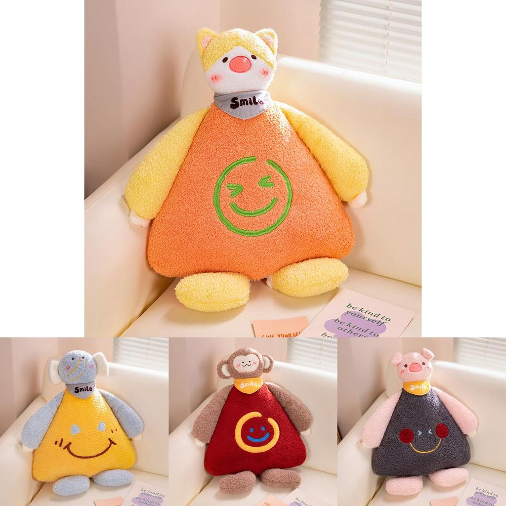 Almofada de Pelúcia Fofa de Elefante Sorridente Gato Macaco Porco Rosa para Meninas Sala de Estar